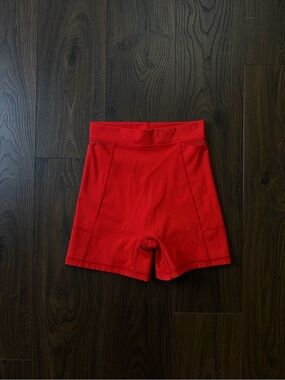 aerie Red High-Rise Bike Shorts